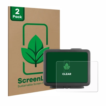 Vorderseite einer Produktverpackung mit dem Markenlogo ScreenLeaf. Daneben ist das Gerät GoPro Hero 4k mit dem zugehörigen Dis