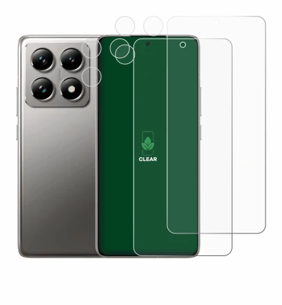 Abbildung des Geräts Xiaomi 14T Pro (Display+Kamera) mit einer Vielzahl des Displayschutzes.