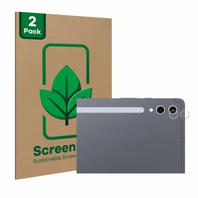 Vorderseite einer Produktverpackung mit dem Markenlogo ScreenLeaf. Daneben ist das Gerät Samsung Galaxy Tab S10 Plus WiFi (NUR