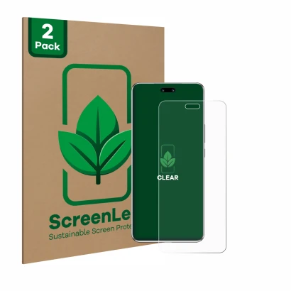 Vorderseite einer Produktverpackung mit dem Markenlogo ScreenLeaf. Daneben ist das Gerät Huawei Nova 13 Pro mit dem zugehörige