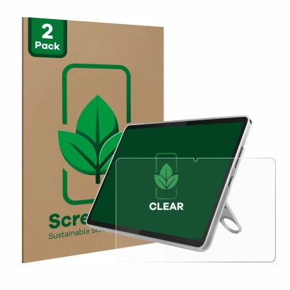 Vorderseite einer Produktverpackung mit dem Markenlogo ScreenLeaf. Daneben ist das Gerät Lenovo Tab 10.1