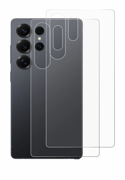 Abbildung des Geräts Samsung Galaxy S25 Ultra Enterprise Edition (Rückseite) mit einer Vielzahl des Displayschutzes.