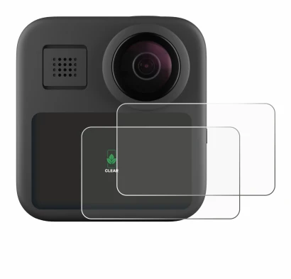 Abbildung des Geräts GoPro Max (2025) mit einer Vielzahl des Displayschutzes.