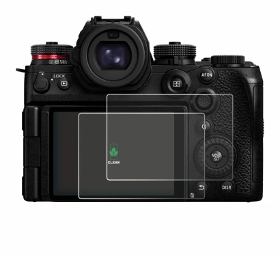 Abbildung des Geräts Panasonic Lumix S1R II mit einer Vielzahl des Displayschutzes.