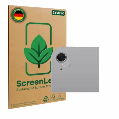 Vorderseite einer Produktverpackung mit dem Markenlogo ScreenLeaf. Daneben ist das Gerät Apple iPad Air 11