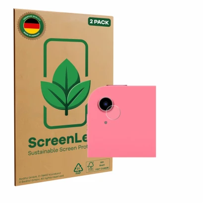 Vorderseite einer Produktverpackung mit dem Markenlogo ScreenLeaf. Daneben ist das Gerät Apple iPad A16 11" WiFi 2025 (NUR Kam