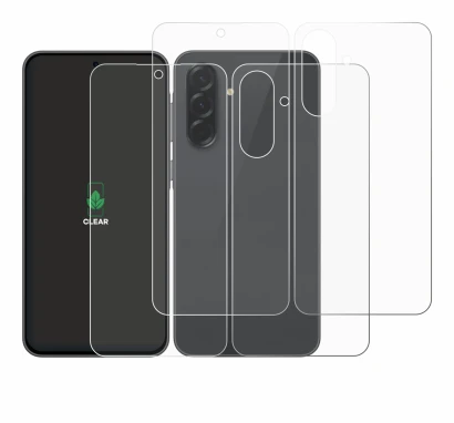 Abbildung des Geräts Samsung Galaxy A36 5G (Display+Rückseite) mit einer Vielzahl des Displayschutzes.