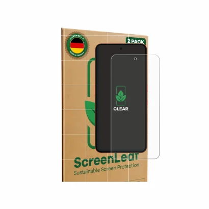 Vorderseite einer Produktverpackung mit dem Markenlogo ScreenLeaf. Daneben ist das Gerät Nothing CMF Phone 2 Pro mit dem zugeh