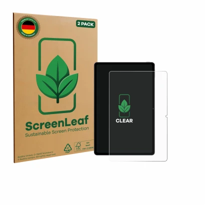 Vorderseite einer Produktverpackung mit dem Markenlogo ScreenLeaf. Daneben ist das Gerät Xiaomi Redmi Pad SE 11 mit dem zugehö