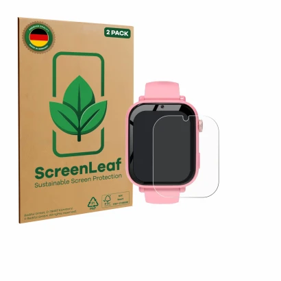 Vorderseite einer Produktverpackung mit dem Markenlogo ScreenLeaf. Daneben ist das Gerät CATGIFF A22 mit dem zugehörigen Displ