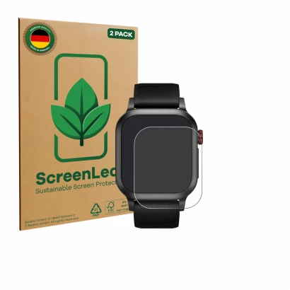 Vorderseite einer Produktverpackung mit dem Markenlogo ScreenLeaf. Daneben ist das Gerät Haylou Iron Neo 1.95" mit dem zugehör