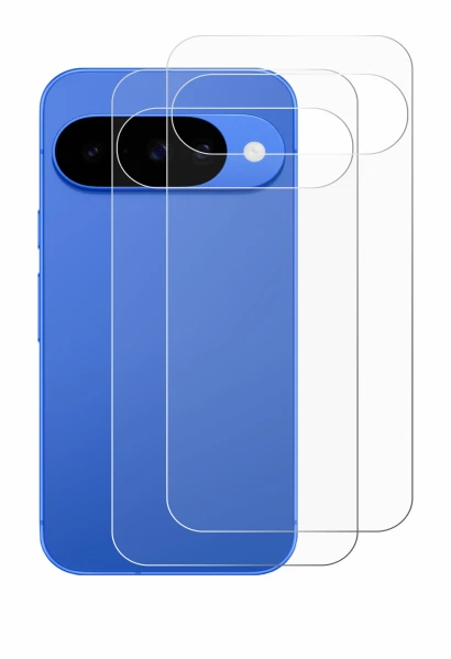 Abbildung des Geräts Google Pixel 10 (Rückseite) mit einer Vielzahl des Displayschutzes.