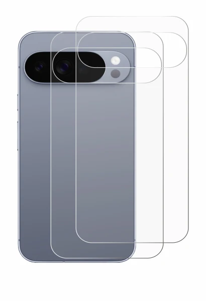 Abbildung des Geräts Google Pixel 10 Pro XL (Rückseite) mit einer Vielzahl des Displayschutzes.
