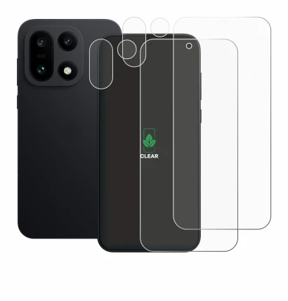 Abbildung des Geräts OnePlus 15 (Display+Kamera) mit einer Vielzahl des Displayschutzes.