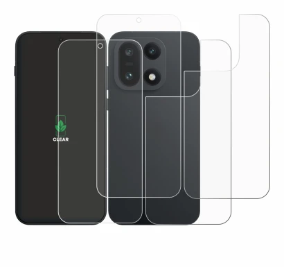 Abbildung des Geräts OnePlus 15 (Display+Rückseite) mit einer Vielzahl des Displayschutzes.