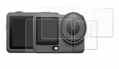 Abbildung des Geräts DJI Osmo Action 6 mit einer Vielzahl des Displayschutzes.