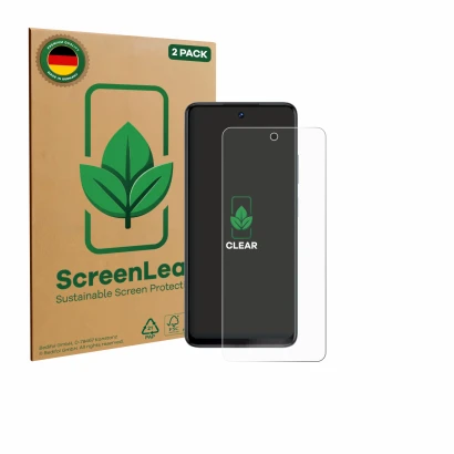 Vorderseite einer Produktverpackung mit dem Markenlogo ScreenLeaf. Daneben ist das Gerät Philips S7710 Omni 10 mit dem zugehör