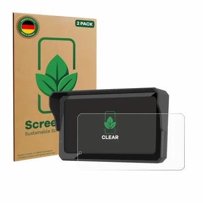 Vorderseite einer Produktverpackung mit dem Markenlogo ScreenLeaf. Daneben ist das Gerät Carpuride W602S Pro mit dem zugehörig