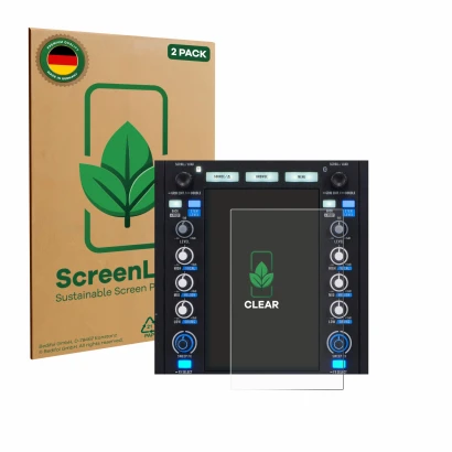 Vorderseite einer Produktverpackung mit dem Markenlogo ScreenLeaf. Daneben ist das Gerät Rane System One mit dem zugehörigen D
