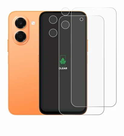 Abbildung des Geräts Honor X7e (Display+Kamera) mit einer Vielzahl des Displayschutzes.