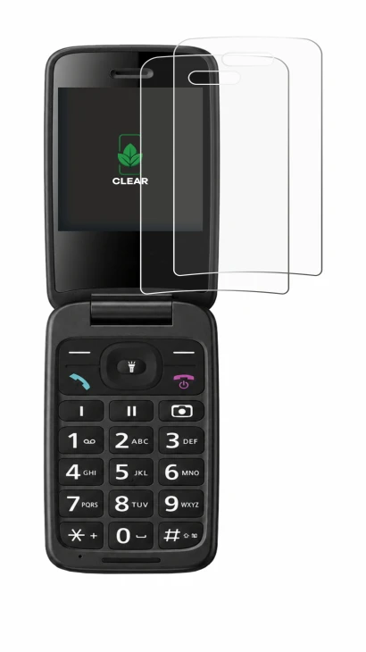 Abbildung des Geräts Panasonic KX-TU410 mit einer Vielzahl des Displayschutzes.