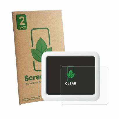 Vorderseite einer Produktverpackung mit dem Markenlogo ScreenLeaf. Daneben ist das Gerät SwitchBot Meter Pro mit dem zugehörig