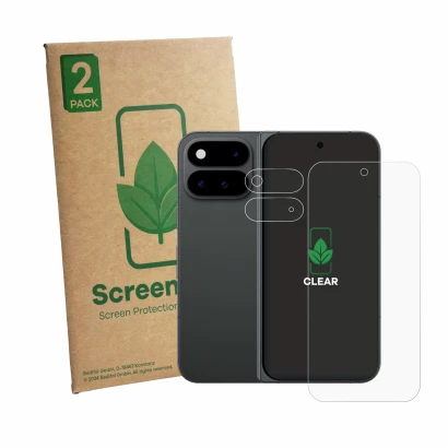 Vorderseite einer Produktverpackung mit dem Markenlogo ScreenLeaf. Daneben ist das Gerät Google Pixel 11 Pro Fold (Display+Kam