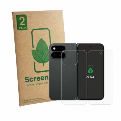 Vorderseite einer Produktverpackung mit dem Markenlogo ScreenLeaf. Daneben ist das Gerät Google Pixel 11 Pro Fold (Display+Rüc