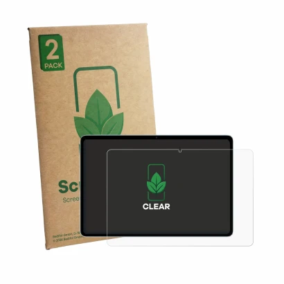 Vorderseite einer Produktverpackung mit dem Markenlogo ScreenLeaf. Daneben ist das Gerät Teclast P35 mit dem zugehörigen Displ