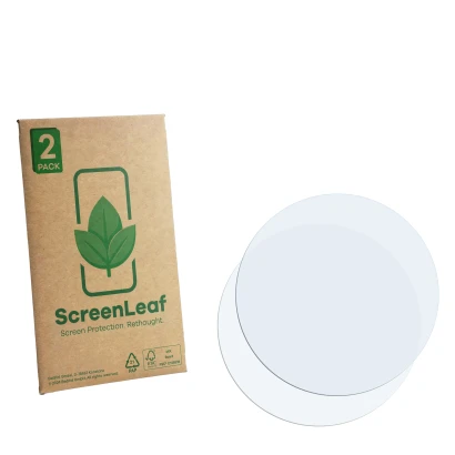 Vorderseite einer Produktverpackung mit dem Markenlogo ScreenLeaf. Daneben ist der zugehörige Displayschutz.