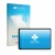Vorderseite einer Produktverpackung mit dem Markenlogo upscreen. Daneben ist das Gerät Tecno MEGAPAD 2 mit dem zugehörigen Dis