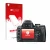 Vorderseite einer Produktverpackung mit dem Markenlogo upscreen. Daneben ist das Gerät Nikon D60 mit dem zugehörigen Displaysc