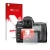 Vorderseite einer Produktverpackung mit dem Markenlogo upscreen. Daneben ist das Gerät Nikon D700 mit dem zugehörigen Displays