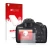 Vorderseite einer Produktverpackung mit dem Markenlogo upscreen. Daneben ist das Gerät Canon EOS 1100D mit dem zugehörigen Dis