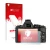 Vorderseite einer Produktverpackung mit dem Markenlogo upscreen. Daneben ist das Gerät Olympus OM-D E-M5 mit dem zugehörigen D