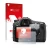 Vorderseite einer Produktverpackung mit dem Markenlogo upscreen. Daneben ist das Gerät Sony Alpha 77 II (SLT-A77 II) mit dem z