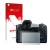 Vorderseite einer Produktverpackung mit dem Markenlogo upscreen. Daneben ist das Gerät Canon EOS R mit dem zugehörigen Display