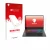 Vorderseite einer Produktverpackung mit dem Markenlogo upscreen. Daneben ist das Gerät HP Omen Transcend 14 mit dem zugehörige