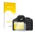 Vorderseite einer Produktverpackung mit dem Markenlogo upscreen. Daneben ist das Gerät Canon EOS 450D mit dem zugehörigen Disp