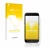 Vorderseite einer Produktverpackung mit dem Markenlogo upscreen. Daneben ist das Gerät Samsung Galaxy A3 2017 mit dem zugehöri