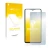 Vorderseite einer Produktverpackung mit dem Markenlogo upscreen. Daneben ist das Gerät Samsung Galaxy A52 mit dem zugehörigen 