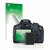 Vorderseite einer Produktverpackung mit dem Markenlogo upscreen. Daneben ist das Gerät Canon EOS 2000D mit dem zugehörigen Dis