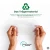 Informationen über das recycelte Trägermaterial, welches zu 100% aus recycletem PCR PET besteht. Unten ist das Logo der "Globa