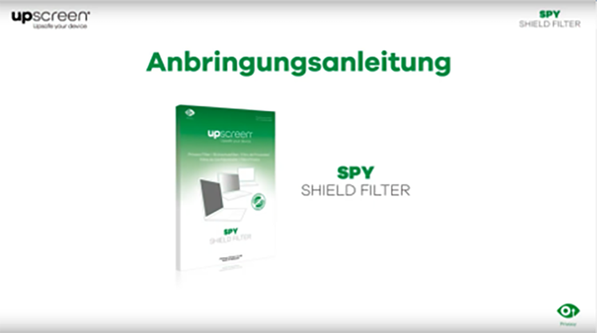 Montage eines upscreen Blickschutzfilters an einem Notebook – Schritt-für-Schritt-Anwendung des Spy Shield Filters.