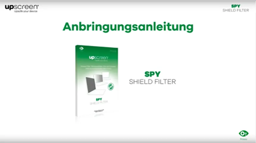 Montage eines upscreen Blickschutzfilters an einem Notebook – Schritt-für-Schritt-Anwendung des Spy Shield Filters.
